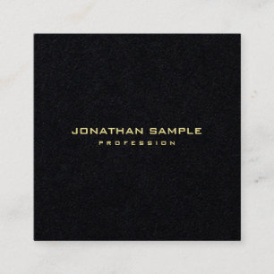 Premium Black Modern Minimalist Gold Text Elegant Square Business Card