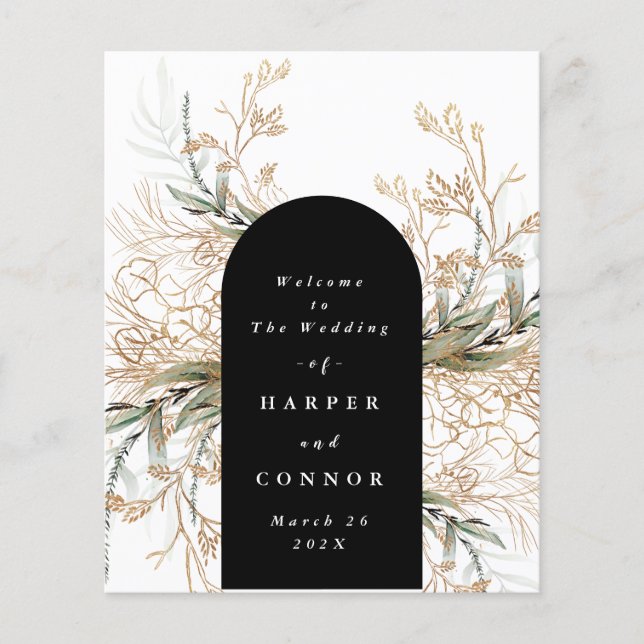 Premium Black Modern Onyx Abstract Eucalyptus (Front)