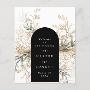 Premium Black Modern Onyx Abstract Eucalyptus