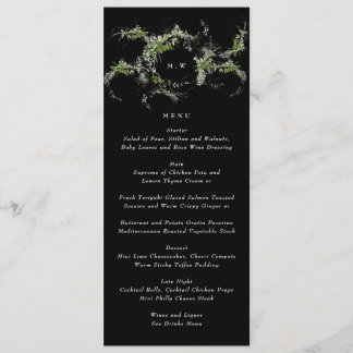 Premium Black Monogram | Eucalyptus Wreath Wedding Menu