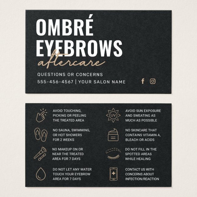 Premium Black Ombre Powder Brows Aftercare Advice  (Front & Back)