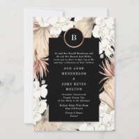 Premium Black Onyx Pampas and Rose Gold Foil