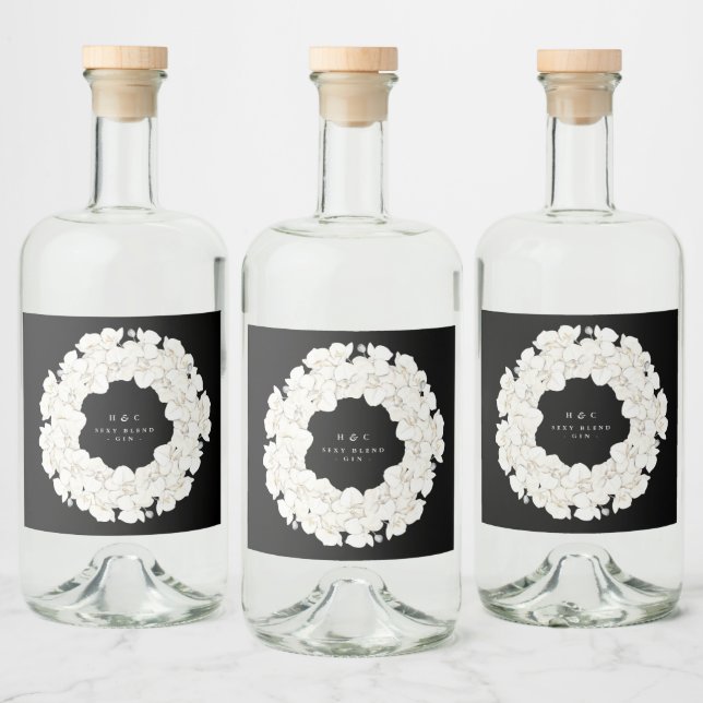 Premium Black Pampas Grass Tropical Floral Gin Liquor Bottle Label (Bottles)