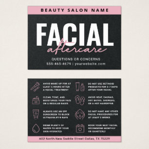 Premium Black Pink Facial Aftercare Advice Card