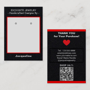 Premium Black Red Earring Display QR Business Card