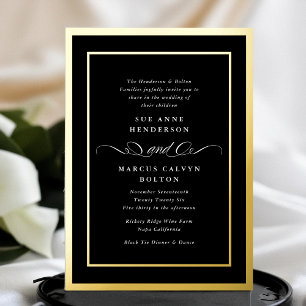 Premium Black Tie Calligraphy Gold Frame Wedding