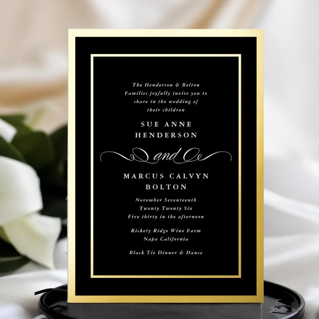 Premium Black Tie Calligraphy Gold Frame Wedding (Creator Uploaded)