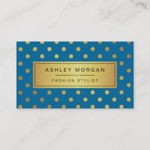 Premium Blue and Gold Glitter Polka Dots Business Card