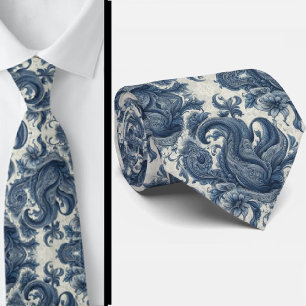 Premium Blue and White Paisley Neck Tie