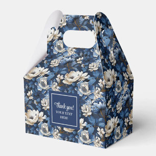 Premium Blue White Flowers Custom Name Favour Box