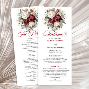 Premium Blush Burgundy Floral Wedding Program