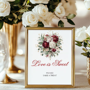 Premium Boho Love is Sweet Floral Burgundy Sign