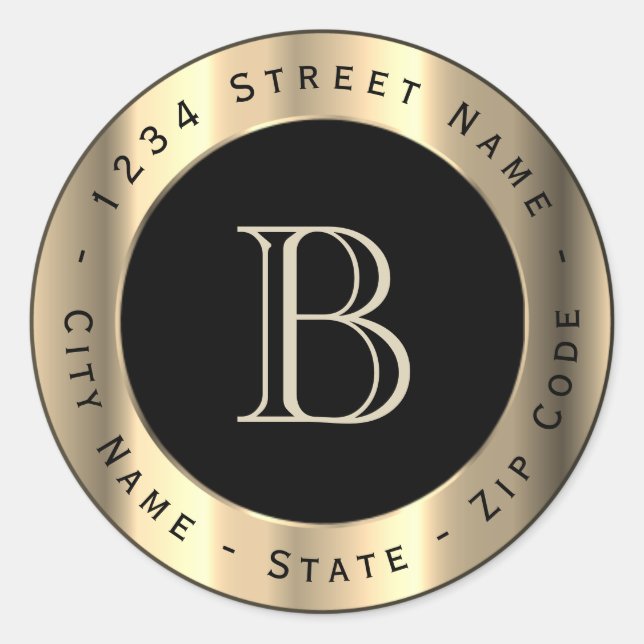 Premium Bronze Monogram Return Address Label (Front)