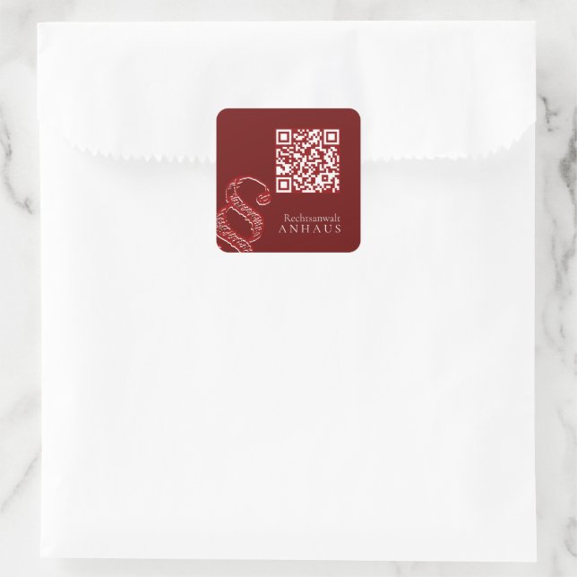 Premium Brown White QR code Businesscards Square Sticker (Bag)