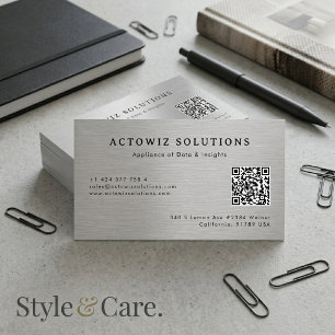 Premium Brushed Silver Metal Texture Professional Business Card