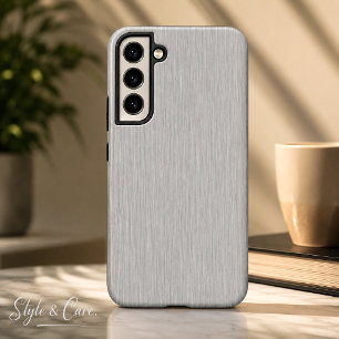 Premium Brushed Silver Metal Texture Samsung Galaxy Case