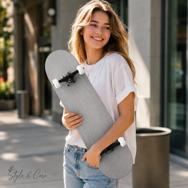 Premium Brushed Silver Metal Texture Skateboard (Premium Brushed Silver Metal Texture Skateboard)