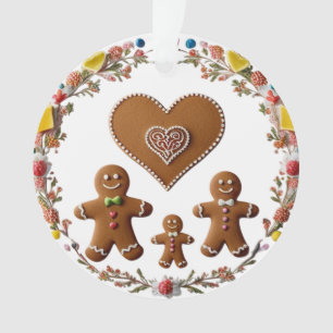 Premium Candy Wreath Gingerbread Family Love  Ornament