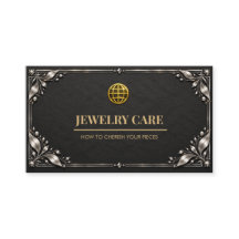 Premium Charcoal Black Silver Jewellery Care Card