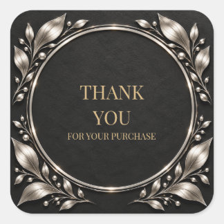Premium Charcoal Black Silver Thank You Sticker
