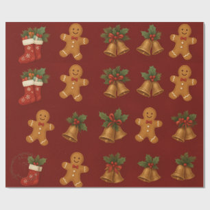Premium Christmas Wrap – Gingerbread & Bells Wrapping Paper