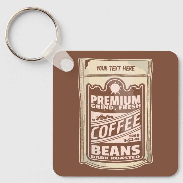 Premium coffee beans food poster cafe Barista Key Ring (Front)