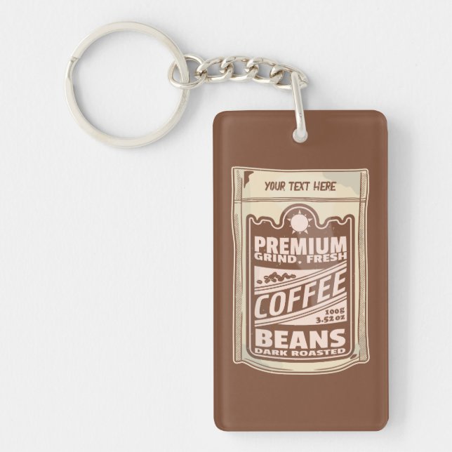 Premium coffee beans food poster cafe Barista Key Ring (Front)