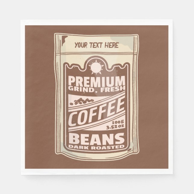 Premium coffee beans food poster cafe Barista Napkin (Front)