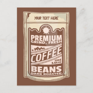 Premium coffee beans food poster cafe Barista Postcard