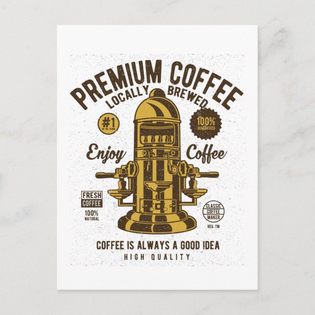 Premium Coffee Vintage Barista  Postcard (Front)