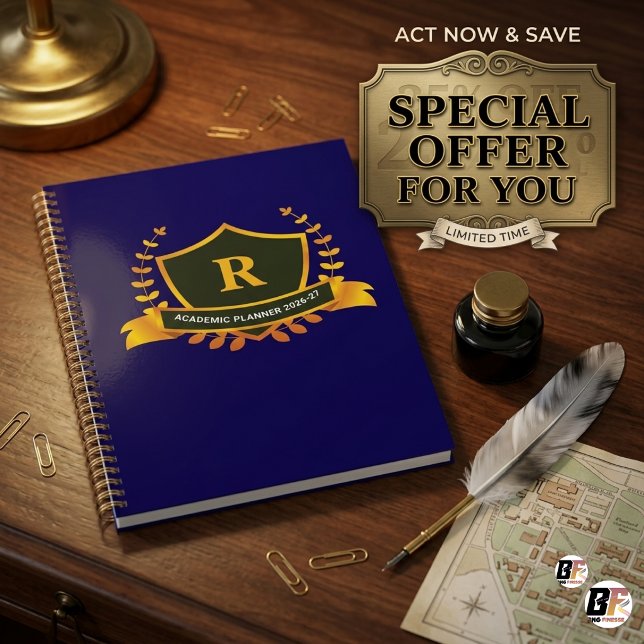 Premium Collegiate Shield Custom Initial Student  Planner (#ivyleague)