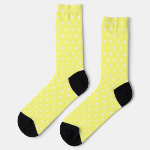  Premium Crew White Polka Dot Yellow  Socks