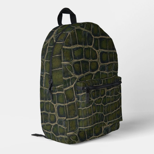 Premium Crocodile Texture Pattern Printed Backpack (Back Corner Left)