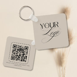 Premium Custom Text Pastel Vanilla QR Code Logo  Key Ring