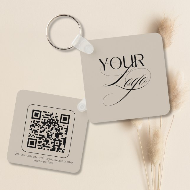 Premium Custom Text Pastel Vanilla QR Code Logo  Key Ring (Creator Uploaded)