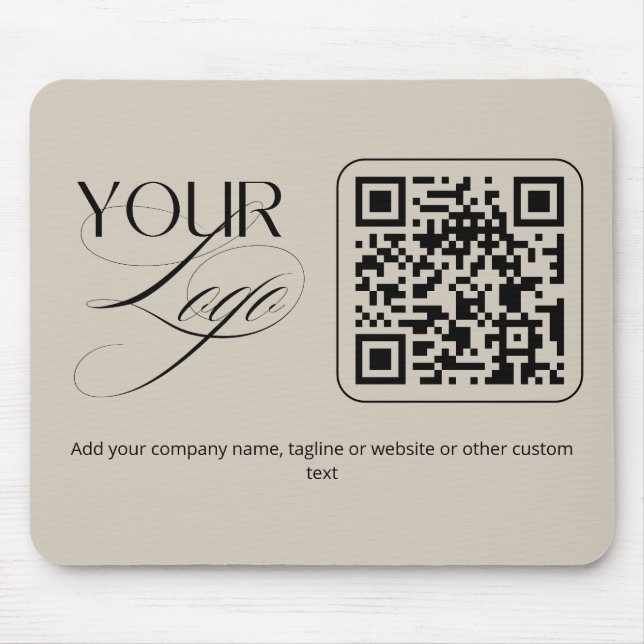 Premium Custom Text Pastel Vanilla QR Code Logo  Mouse Pad (Front)