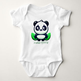 Premium Cute Panda And Leaves Baby Bodysuit