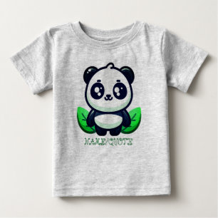 Premium Cute Panda And Leaves Baby T-Shirt