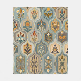 Premium Decorative Floral Mosaic Fleece Blanket