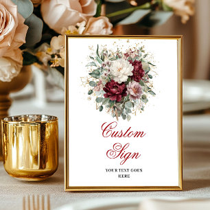Premium Deep Red Floral Eucalyptus Custom Poster
