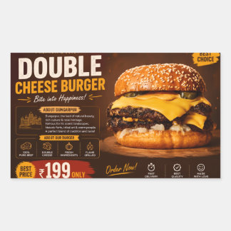 Premium Double Cheese Burger Promotional Poster –  Rectangular Sticker
