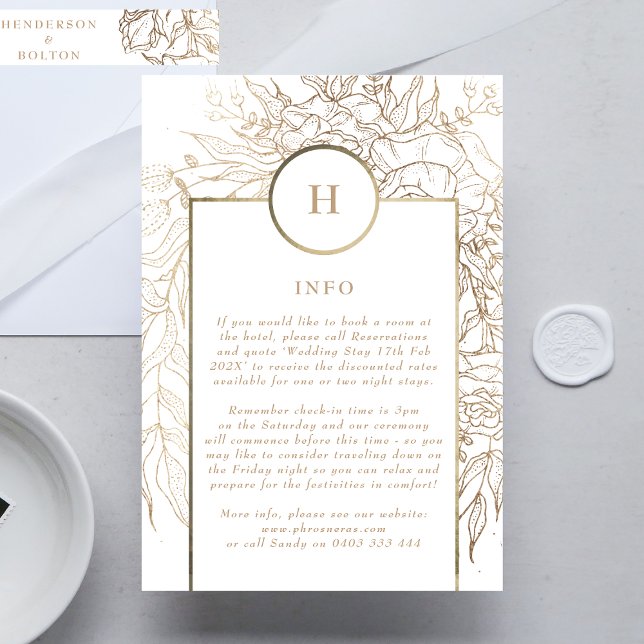 Premium Elegant Gold Monogram Wreath Wedding Enclosure Card (DETAILS showcasing suite - additional items (bought separately))