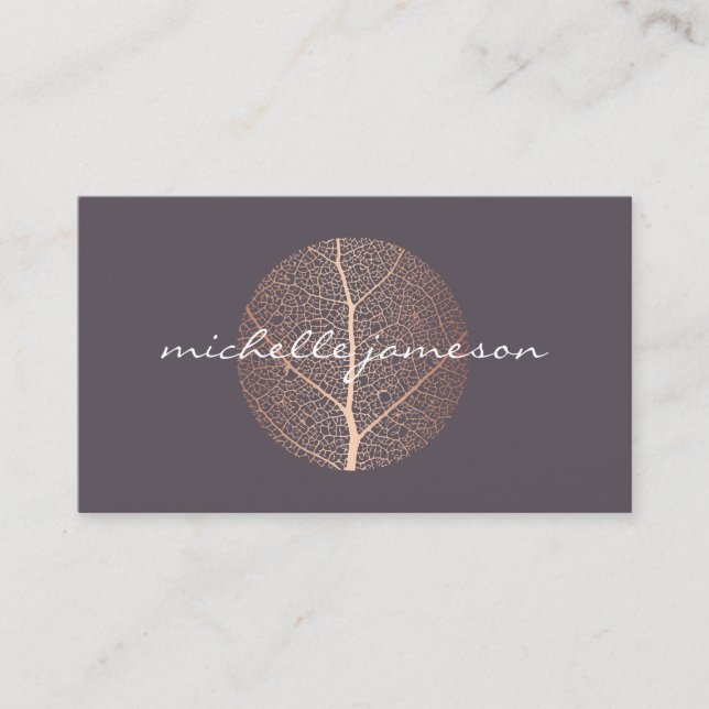 Premium Elegant Rose Gold Leaf Logo Business Card (Front)