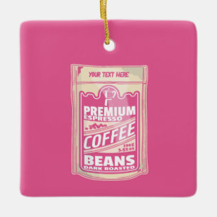 Premium espresso coffee beans pink food pop art ceramic ornament