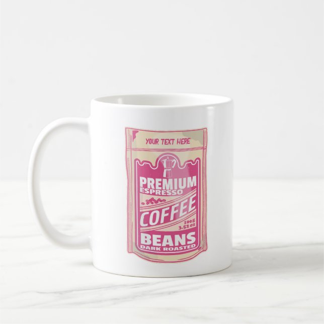 Premium espresso coffee beans pink food pop art mug (Left)
