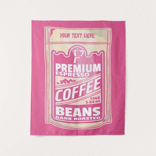 Premium espresso coffee beans pink food pop art tapestry (Front)