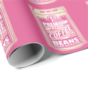 Premium espresso coffee beans pink food pop art wrapping paper