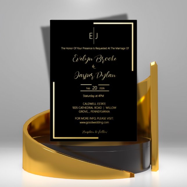 Premium Faux Gold Modern Typography Black Wedding  (Creator Uploaded)