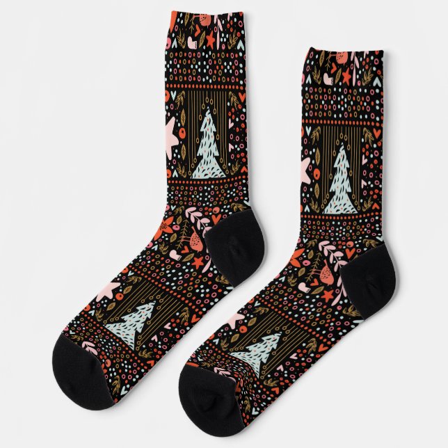 Premium Festive Pastel Merry Christmas Holiday Socks (Left)