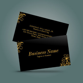 Premium Floral Business Card - Black | DP7